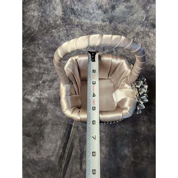 Silver Rhineston His & Hers Wedding Flower Girl Basket + Ring Bearer Pillow Set - Picture 12 of 12